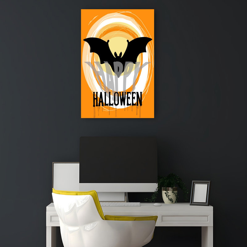 Spooky Halloween Bat Abstract Contemporary Bat Landscape Nature Wall Art Print by Casa Cartissi - Print