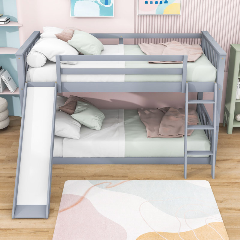 Estilla Twin over Twin Bunk Bed with Slide, Grey