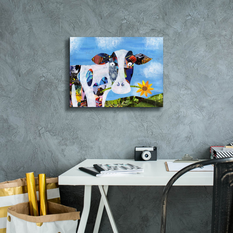«Cow» par Artpoptart, art mural sur toile, H 12 po x l 16 po x P 0,75 po