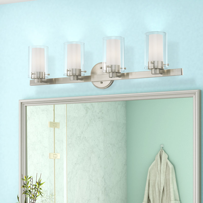 Barre d'éclairage de salle de bain 4 lumières Armantas, Nickel brossé