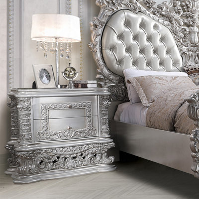 Heckstein 2-Drawer Nightstand in Antique Platinum