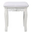 Bureau de coiffeuse blanc avec miroir pivotant à 360 °, rangement à 4 tiroirs, tabouret confortable, assemblage facile pour la chambre à coucher, table de maquillage en bois rotative, structure spacieuse rembourrée