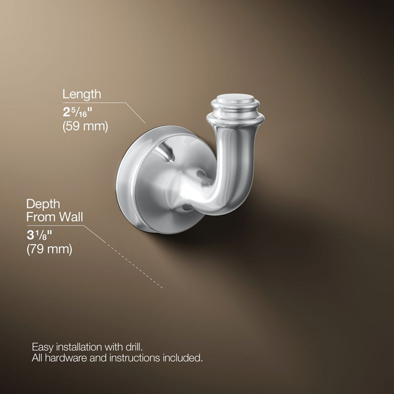 Bellera Robe Hook, Polished Chrome