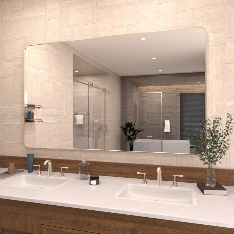 Cosy 60 in. W x 36 in. H Rectangular Modern Framed Wall Bathroom Vanity Mirror in Gun Gray, 36" x 60", Gray