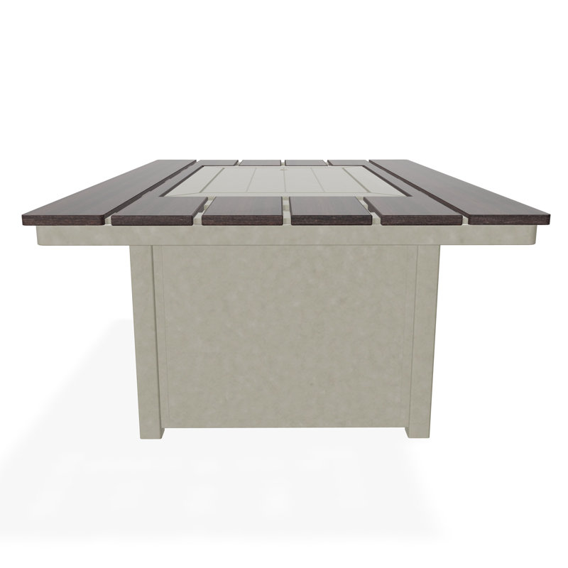 36" x 54" Rustic Polymer Fire Table with Propane Shelf, Storm