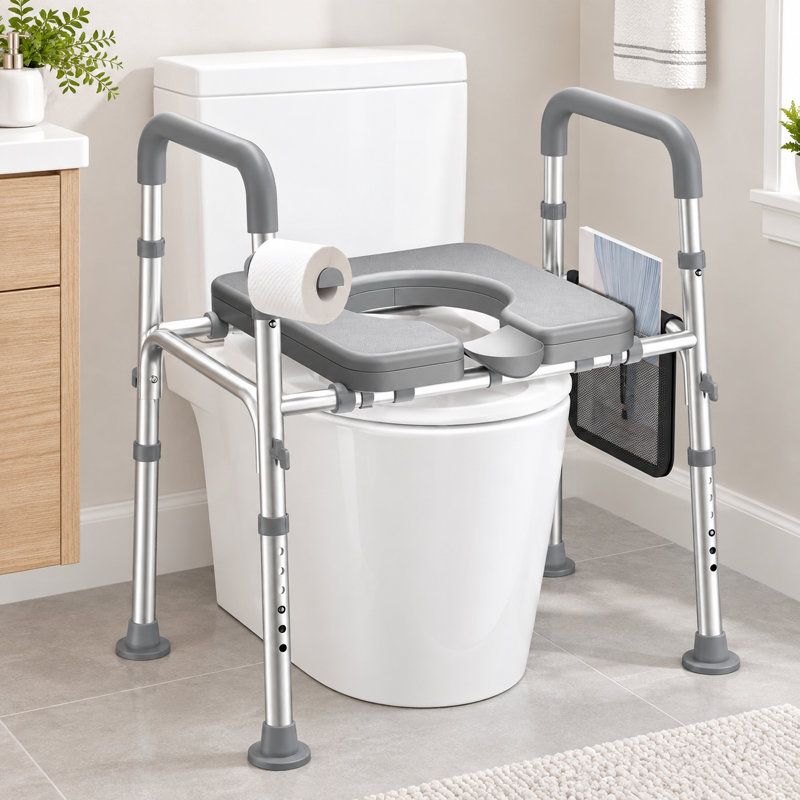 Raised Toilet Seat Riser with Handles for Seniors