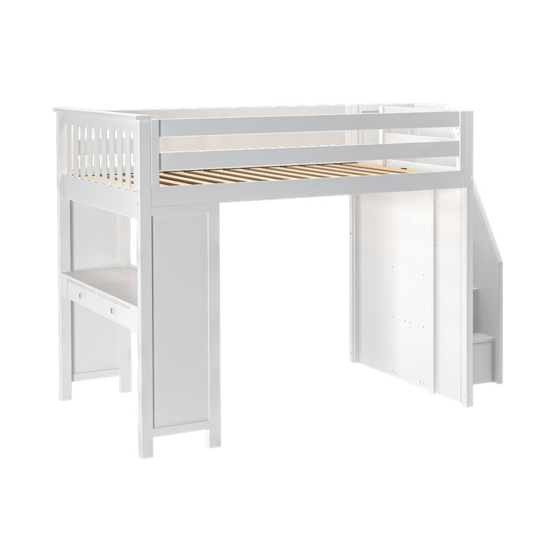 Lennon Kids Full Loft Bed with Drawers, White