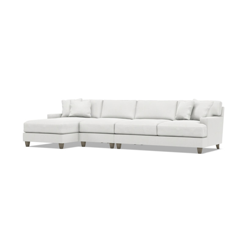 Mila Chaise Sectional, Left Hand Facing, 33.5" H x 131" W x 61" D, White Polyester Blend