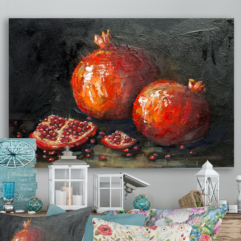 Impression sur toile flottante Red Pomegranates Impressionims, H 24 po x l 36 po x P 1 po, Toile tendue