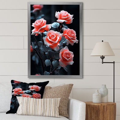 «Pink Flowers Coral Serenade», reproduction sur toile florale
