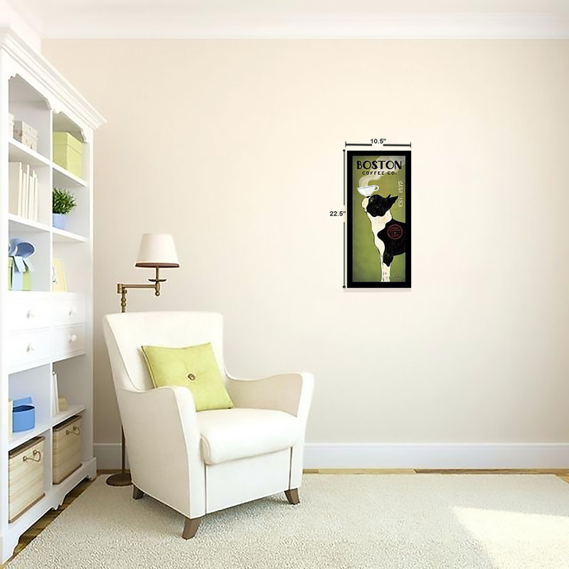 « boston terrier coffee co panel animaux », reproduction d’impression encadrée