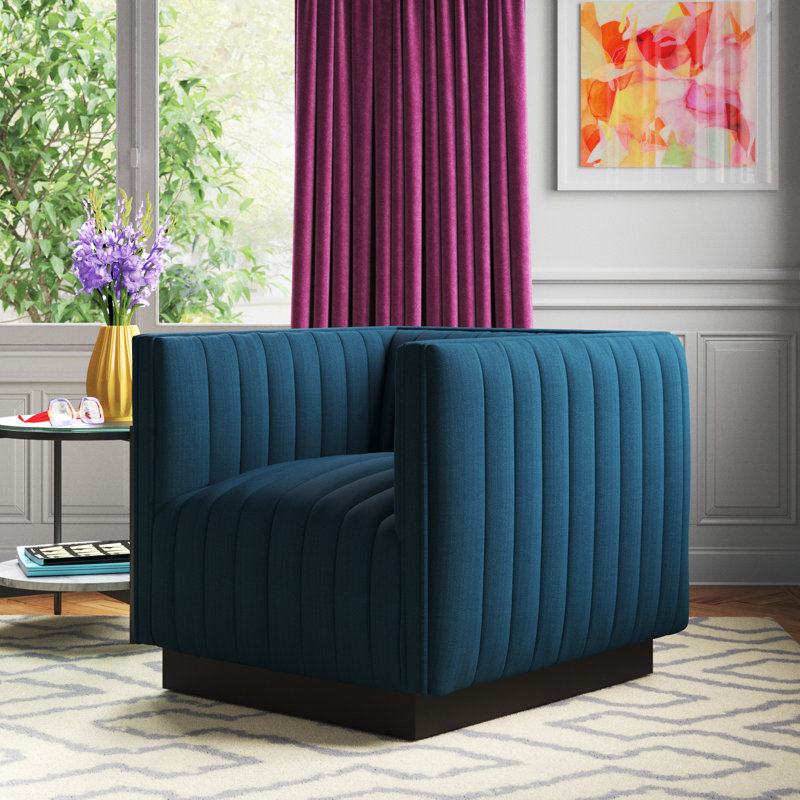 Perception 87.63Cm Wide Tufted Polyester Armchair, Azure