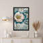 Tableau sur toile à motifs floraux turquoise et crème avec accents dorés-1215231752
