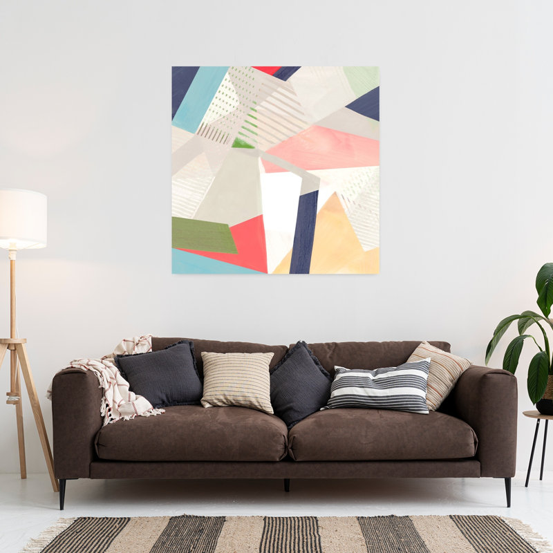 «Geometric Harmony In Pastel Hues», art mural contemporain abstrait, H 36 po x l 36 po