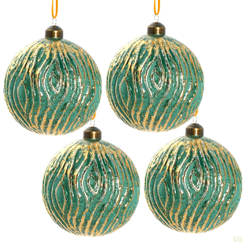 D4,7 po, boules de Noël décoratives, boules de Noël suspendues en verre pour décorations de fêtes, ensemble de 4