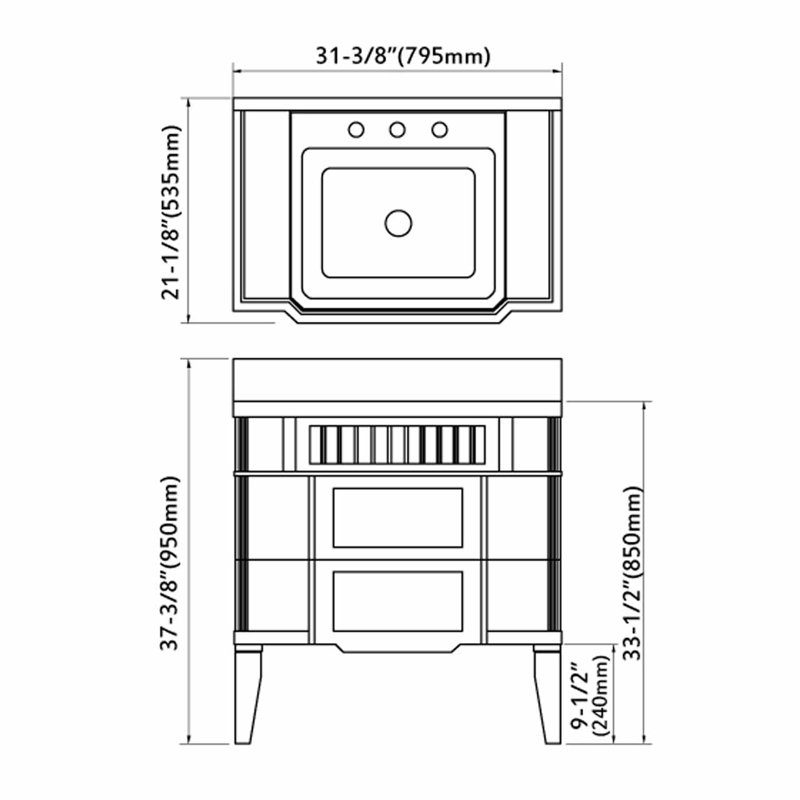 Ensemble de meuble-lavabo simple 33 po Yousef, Vert