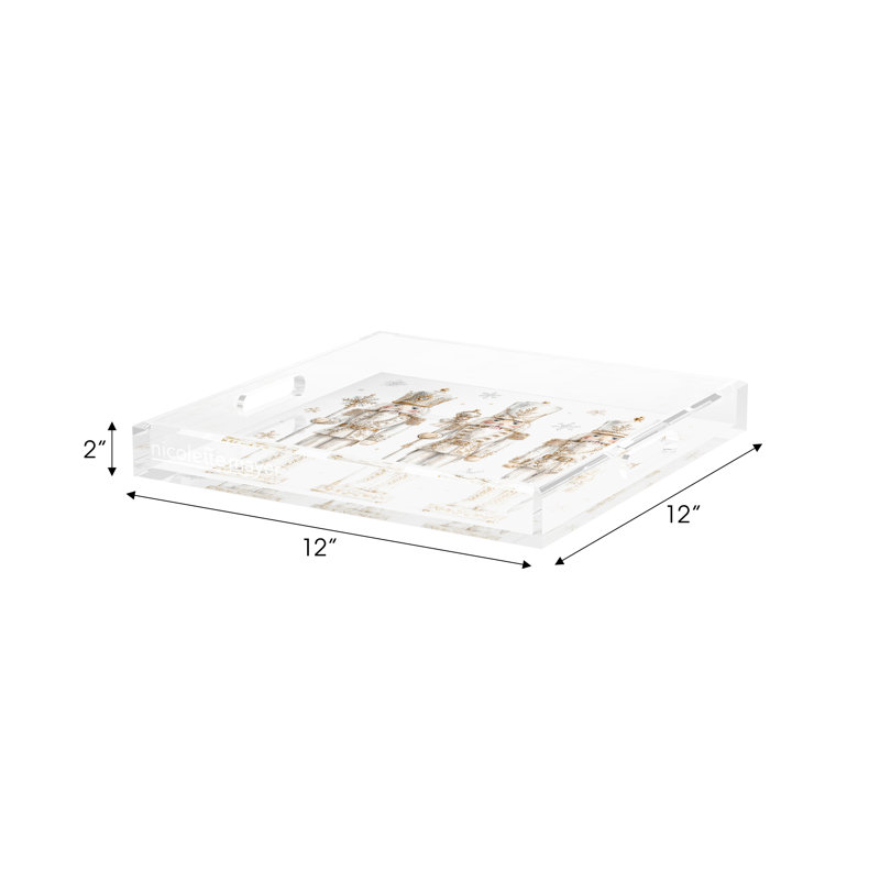 Acrylic Decorative Tray, 12"W x 12"D, Gold