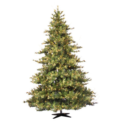 Country Pine Green Slim Artificial Christmas Tree with Pre-Lit Clear Lights with Stand