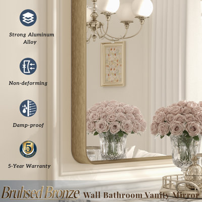 Molly Tempered Glass and Metal Framed French Cleat Mounted Wall Bathroom / Vanity Mirror