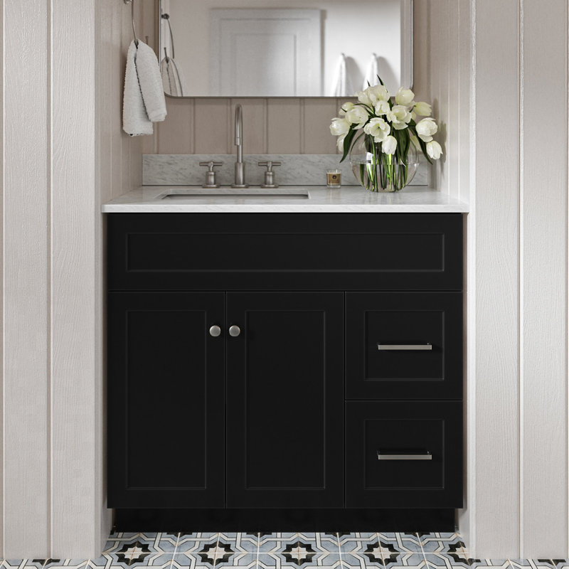 Partham 37" Single Bathroom Vanity Set, Black