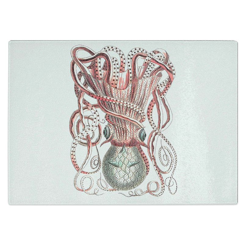 Tempered Glass Cuttlefish Chopping Board, 28.5 cm W x 20 cm L