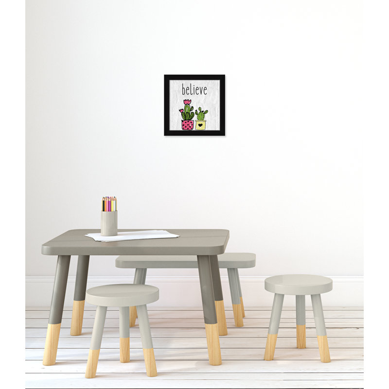 Cactus B, art encadré, H 12 po x l 12 po x P 0,6 po, Encadré plat noir