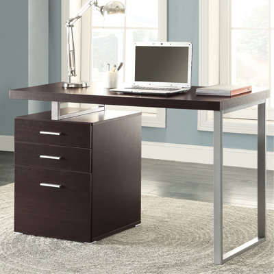 Cappuccino Office Desk With Metal Framework And Storage Options 3 In Exquisite Finish