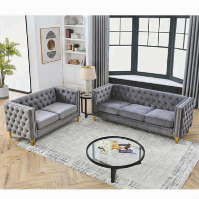 3-Seater + 2-Seater Combination Sofa. Velvet