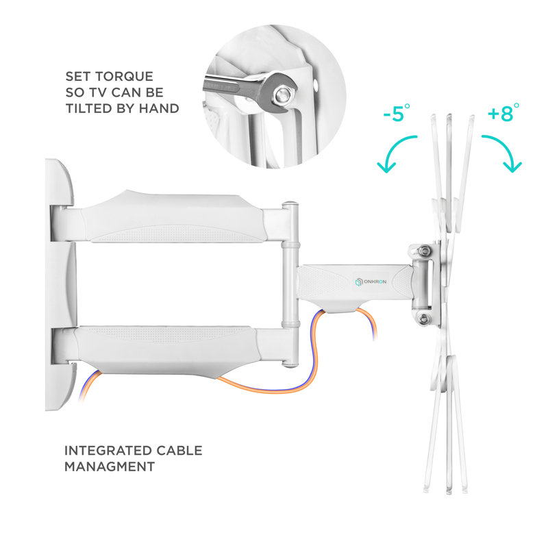 ONKRON Single Screen Wall Mount, White