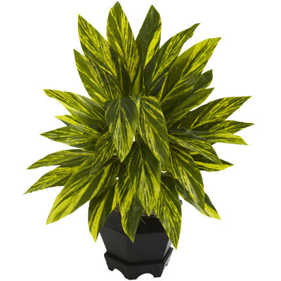 20'' Faux Foliage Plant in Wood Planter