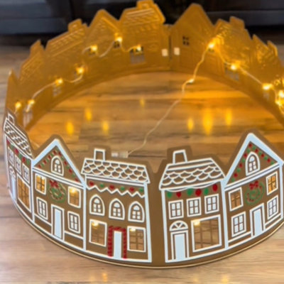 Collier de sapin de Noël maison en pain d'épice avec collier de sapin de Noël adapté à la jupe de sapin de Noël en pain d'épice avec diamètre de 60 cm / 23 po