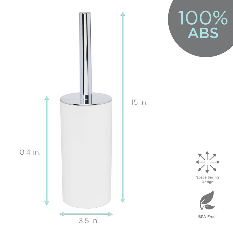 Brosse pour cuvette hygiénique et support, Blanc mat, H 15 po x l 3,5 po x P 3,5 po