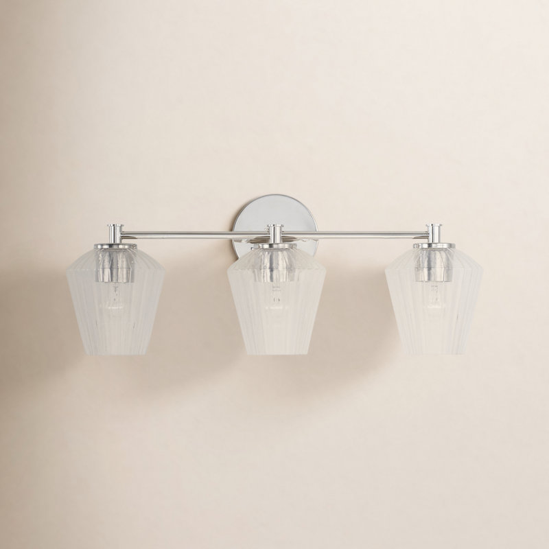 Éclairage de salle de bain à intensité variable 3 lumières Depner, Nickel poli