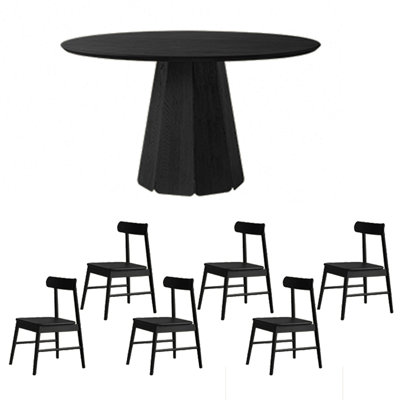 Carbonized ash dining table set