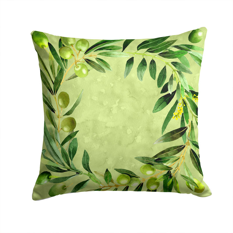Coussin intérieur/extérieur olives, 14 po x 14 po