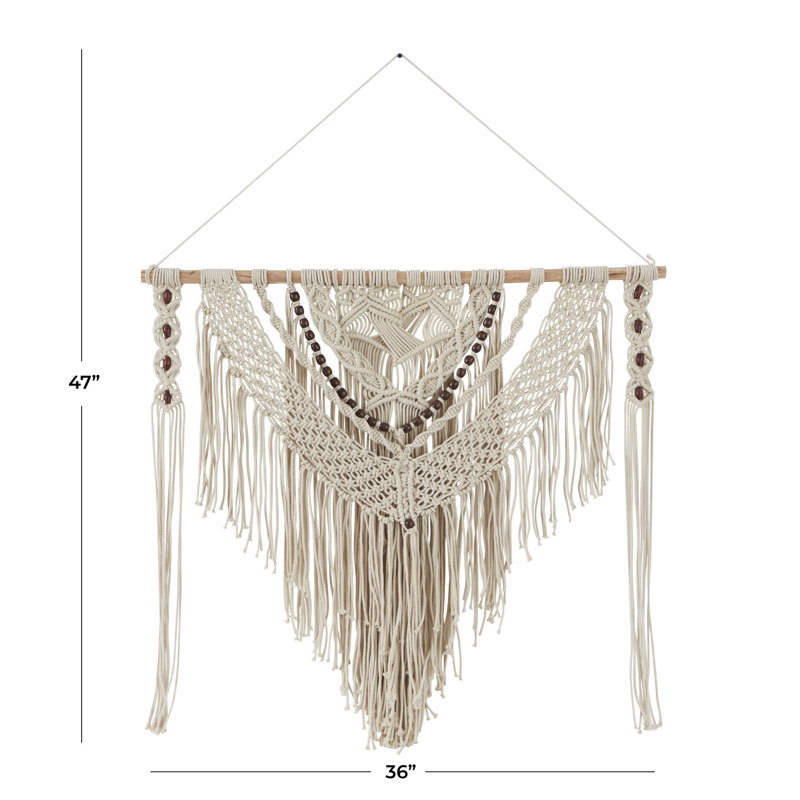 Boho Abstract Wall Decor on Fabric, Cream