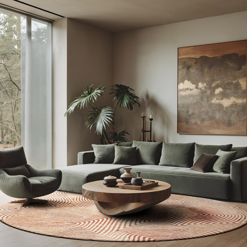 Coral Flatweave Area Rug, Round 140 cm