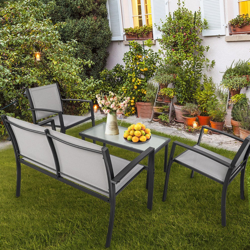 Cull 4 - Person Patio Dining Set Rectangular Table, Grey