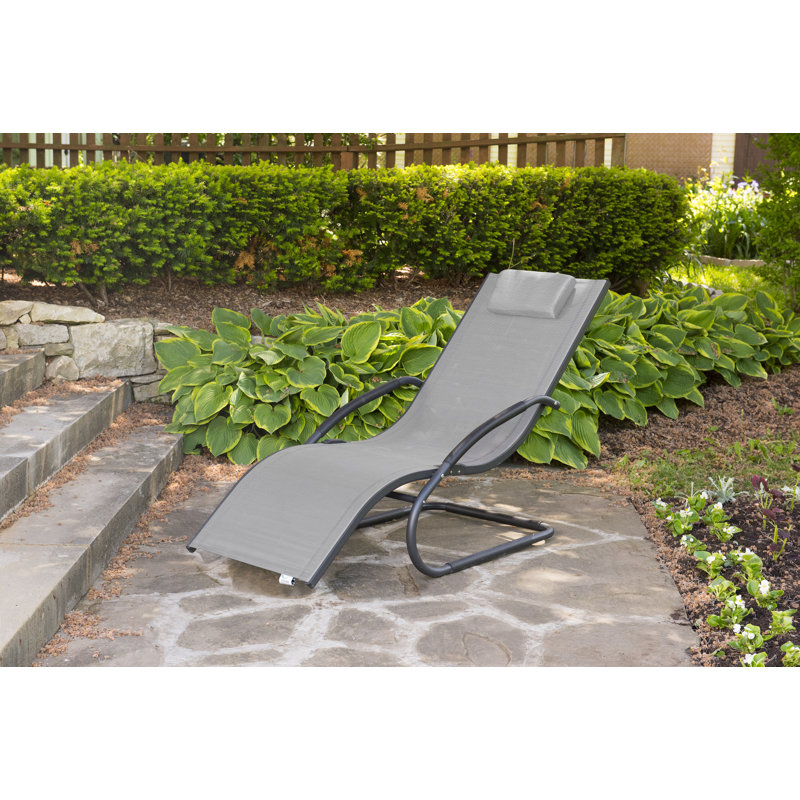Chaise longue inclinable avec coussin Troxel, Gris