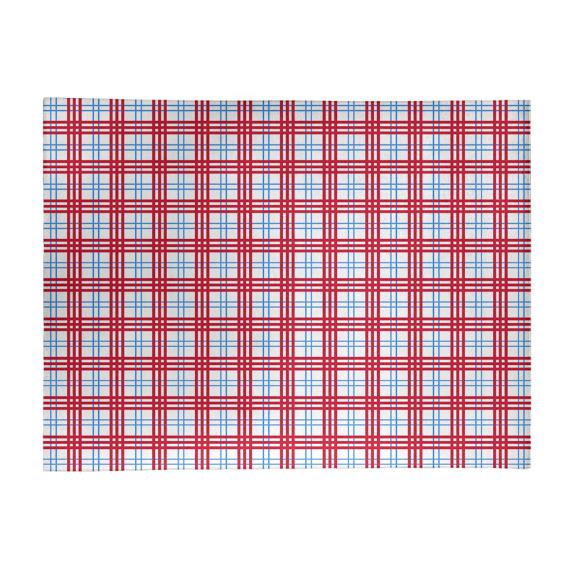 Tapis rouge / blanc à carreaux, Rectangle 9 pi x 12 pi
