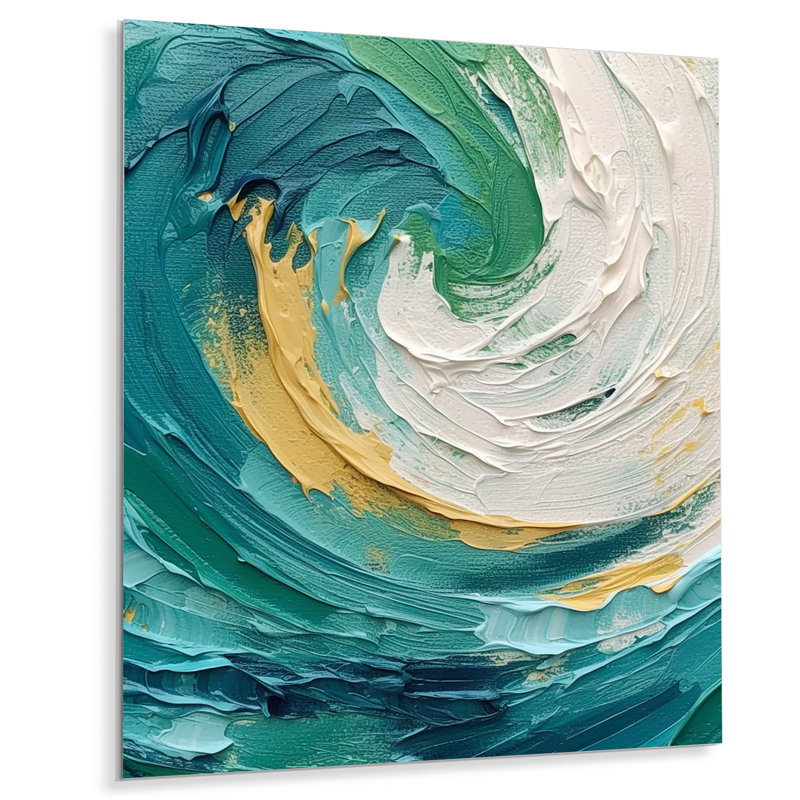 Décoration murale en métal bleu sarcelle crème - Spirales abstraites en métal, H 40 po x l 30 po x P 1 po