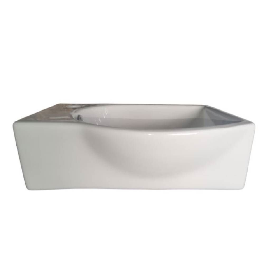 iBathUK Wash Sink Basin Small Wall Hung Bathroom Gloss White Left Hand Ceramic Basin