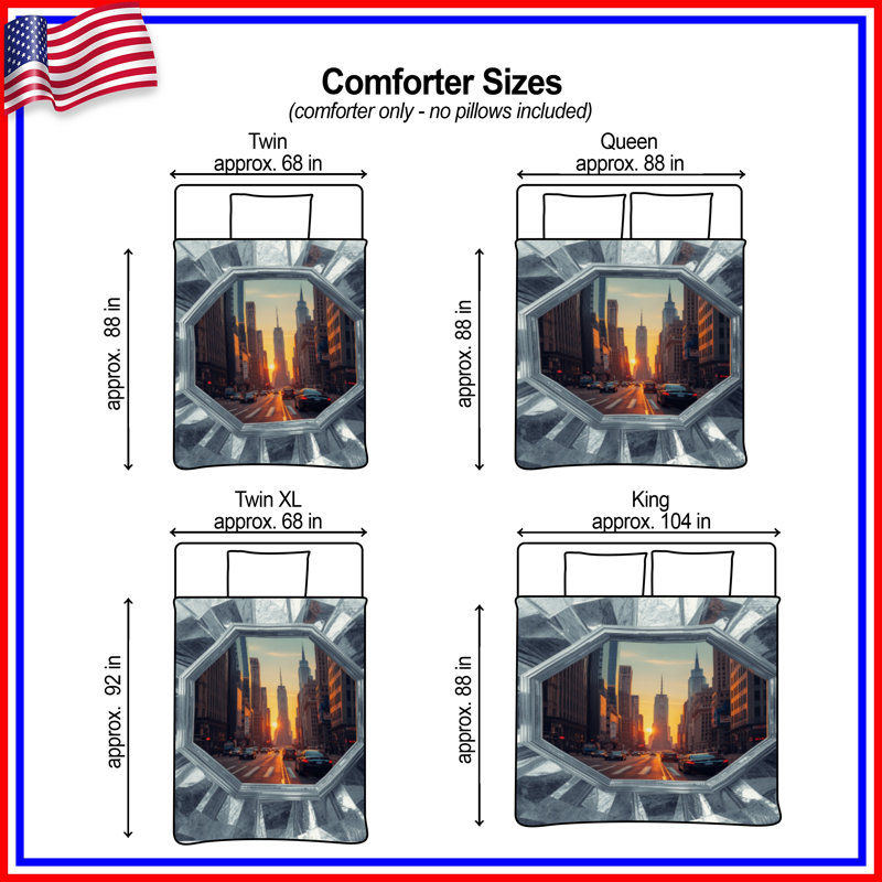 City Sunset Skyline Comforter, Twin