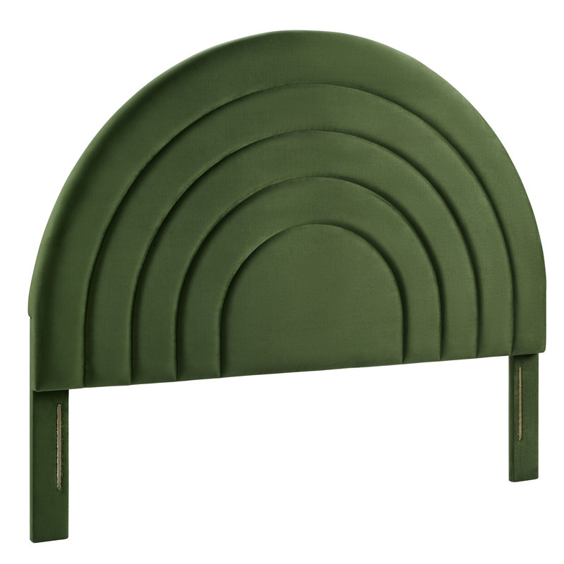 Solana Moss Green Velvet Arched Full Headboard