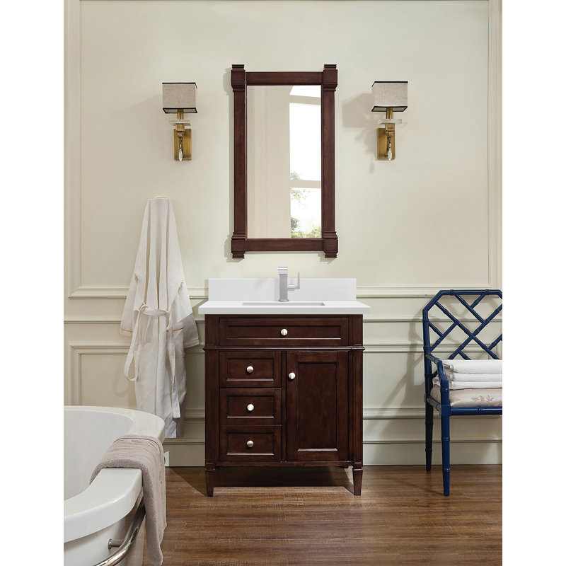 Brittany 30'' W Single Vanity, Single-Hole, Burnished Mahogany, White Zeus