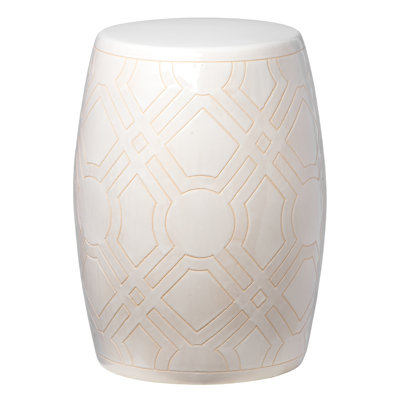 Labyrinth 18"H Handcrafted Ceramic Garden Stool