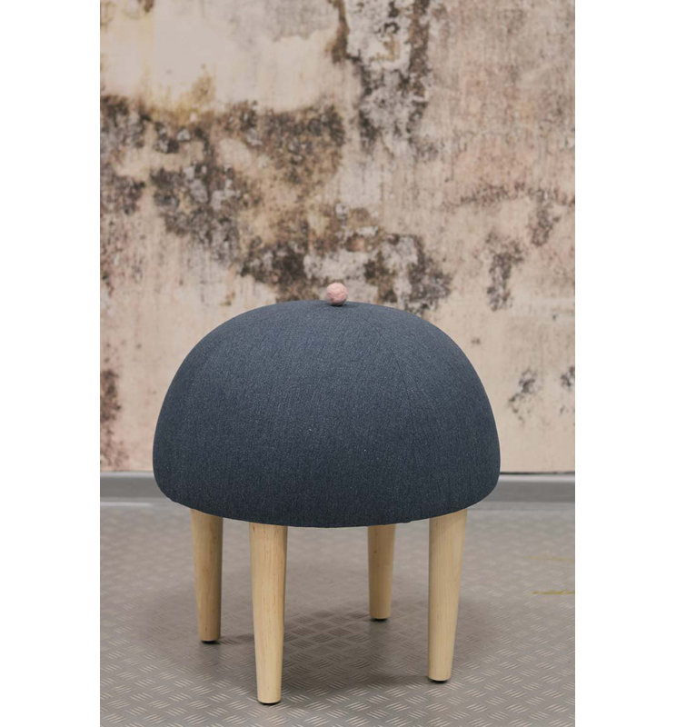 Moher Solid Wood Accent Stool, Dark Blue