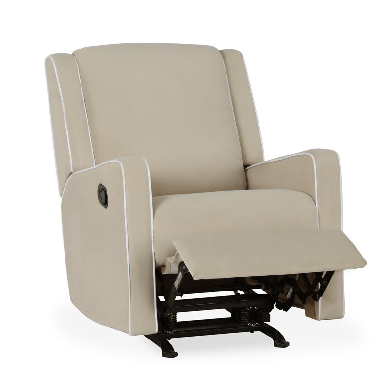 Sophie Upholstered Reclining Glider, Beige Linen