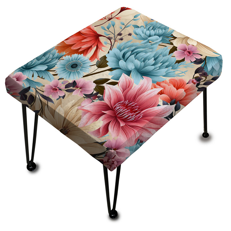 Blue Boho Floral Harmony Dreams - Repose-pieds rectangulaire floral