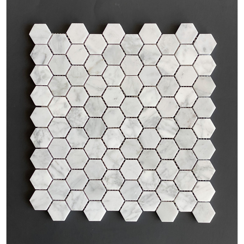 1.25" x 1.25" Honeycomb Marble Mosaic Wall & Floor Tile, White Carrara